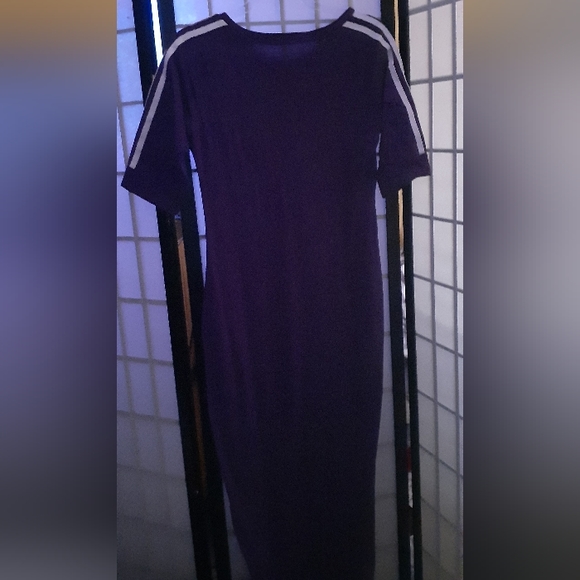 Sexy Plum Purple Bodycon Rainbow Lips Maxi Dress size S - Picture 12 of 14